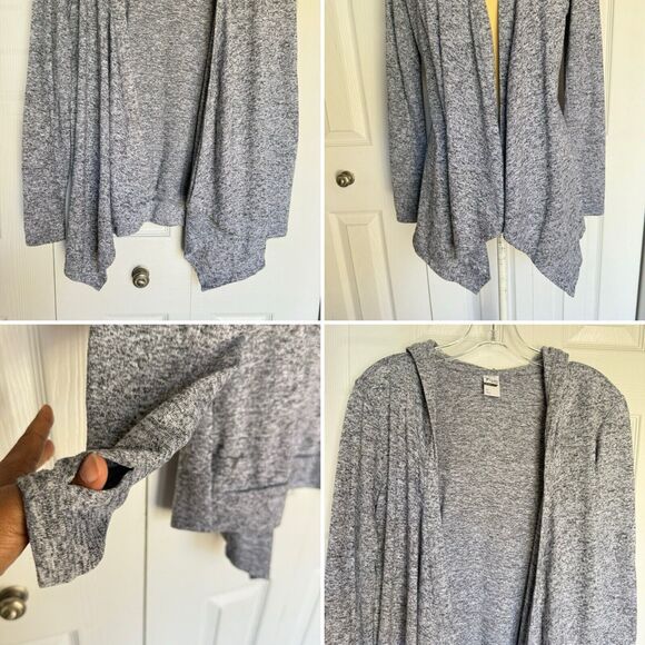 Old Navy Cardigan Women Size SP Open Front Drape Gray Shortie Flow - Picture 12 of 16